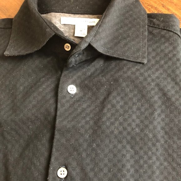 Banana Republic mens black knit dress shirt size M - Picture 3 of 7